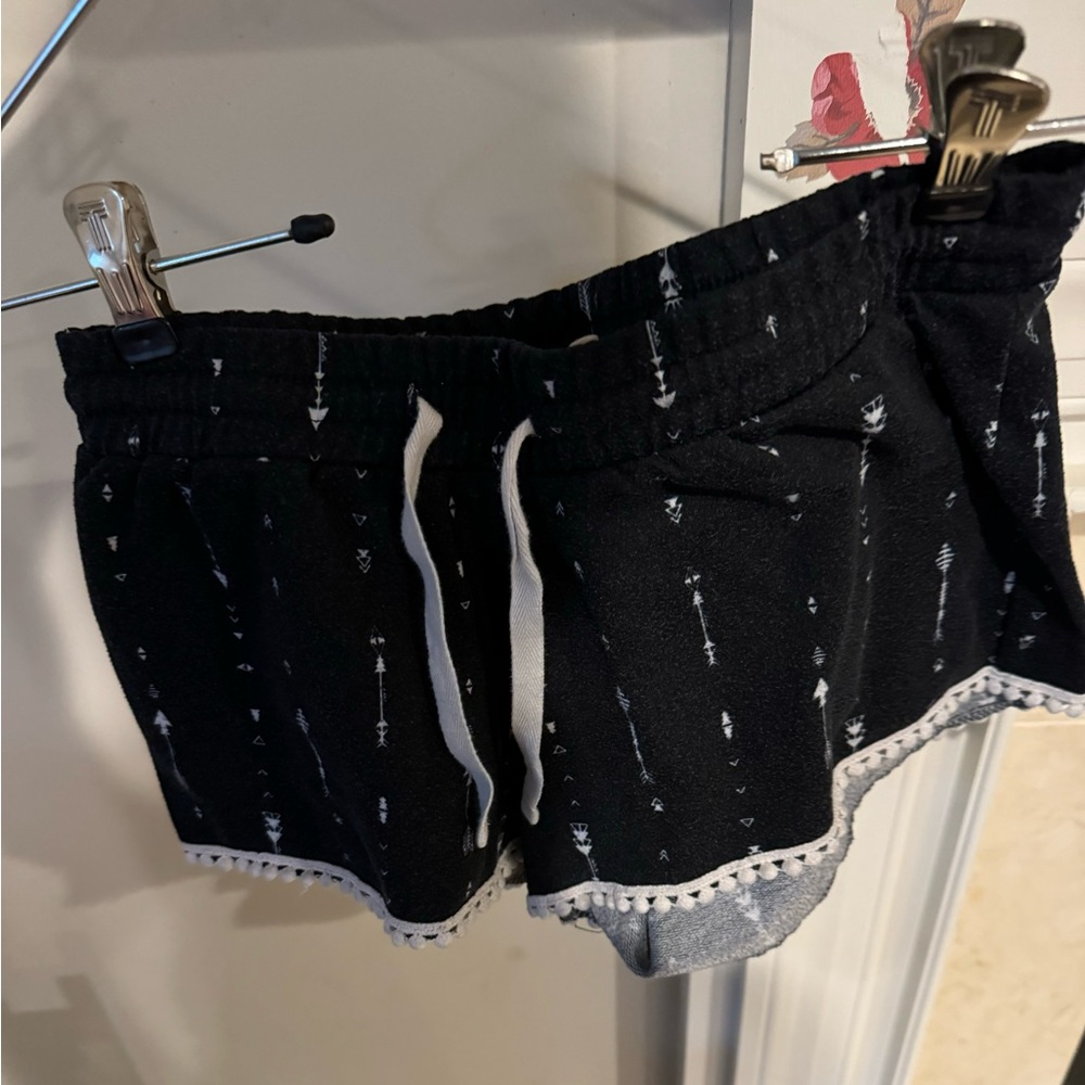 Cloud Chaser pajama lounge shorts, black print, XS,
